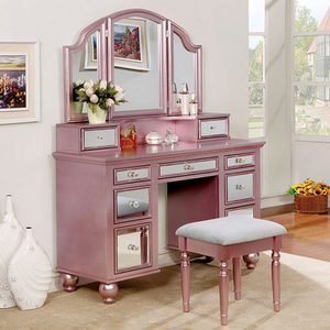 Vanity 006 - Finish: Rose Gold<br><br><b>DIMENSIONS</b><br><br>Vanity: 47 1/4 L X 18 W X 60 3/8 H<br><br>Stool: 16 1/2 L X 14 W X 17 1/2 H
