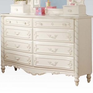 Item # 138DR - Finish: Pearl White w/ Gold Brush Accent<br><br>Mirror Sold Separately<br><br>Dimensions: 54