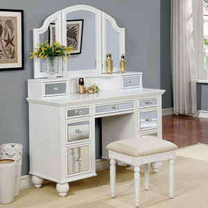 Vanity 16 - Finish: White<br><br>Available in Silver & Rose Gold<br><br><b>DIMENSIONS</b><br><br>Vanity: 47 1/4 L X 18 W X 60 3/8 H<br><br>Stool: 16 1/2 L X 14 W X 17 1/2 H