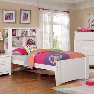 Twin Bed 041 - Finish: White<br><br>Available in Full Size<br><br>Dimensions: 85 1/4 W X 44 D X 50 H