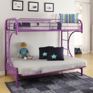 M Bunkbed 092 - Finish: Purple<br><br>Available in Yellow, Green, Red, White, Black, Blue & Silver Finish<br><br>Available in Twin XL/Queen Futon Bunk Bed<br><br>Slats System Included<br><br>Dimensions: 78