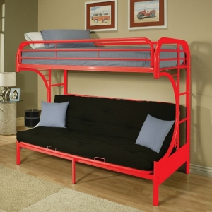 Item # A0154MBB - Finish: Red<br><br>Available in Yellow, Green, White, Black, Blue, Silver & Purple<br><br>Available in Twin XL/Queen Futon Bunk Bed<br><br>Slats System Included<br><br>Dimensions: 78