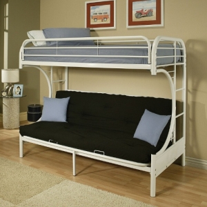 M Bunkbed 091 - Finish: White<br><br>Available in Yellow, Green, Red, Black, Blue, Silver & Purple Finish<br><br>Available in Twin XL/Queen Bunk Bed<br><br>Slats System Included<br><br>Dimensions: 78