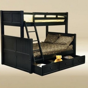 TF Bunkbed 078 - Finish: Black<br><br>Available in Twin/Twin & Full/Full Bunk Bed<br><br>Available in Birch, Blue, Dark Pecan, Pecan, White, and Walnut<br><br>Dimensions: 83 L x 59 W x 71 H 