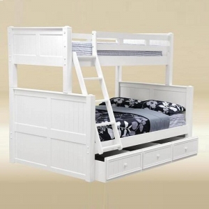 TF Bunkbed 035 - Finish: White<br><br>Available in Birch, Black, Blue, Dark Pecan, Pecan, and Walnut<br><br>Dimensions: 83 L x 59 W x 71 H