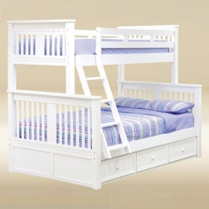 TF Bunkbed 031 - Finish: White<br><br>Available in Black, Dark Pecan, and Walnut<br><br>Dimensions: 83 L x 59 W x 71 H