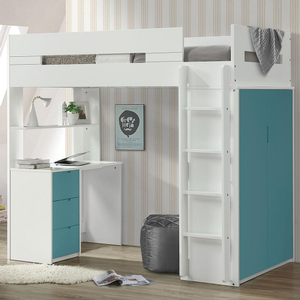Item # LB023 - Finish: White/Teal<br><br>Dimensions: 78 L X 41 W X 70 H