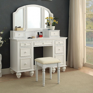 Vanity 001 - Finish: White<br><br><b>DIMENSIONS</b><BR><BR>Vanity: 47 1/4 L X 18 W X 60 3/8 H<br><br>Stool: 15 L X 15 W X 17 1/2 H