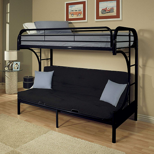 M Bunkbed 071 - Finish: Black<br><br>Available in White, Blue & Silver<br><br>Available in Twin/Full Futon Bunk Bed<br><br>Dimensions: 84