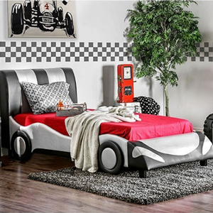 Item # 014CARBED - Finish: Silver/Black<br><br><b>Twin:</b> 93 L X 42 1/2 W X 40 H<br><br><b>Full:</b> 93 L X 48 1/2 W X 40 H
