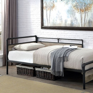 Item # A0128WD - Style Industrial<br>
Color/Finish Sand and Black. Frame Finish Sand Black and Antique Natural Tone<br>
Material Metal, wood, wood veneer, wood<br>
Product Dimension Trundle 78