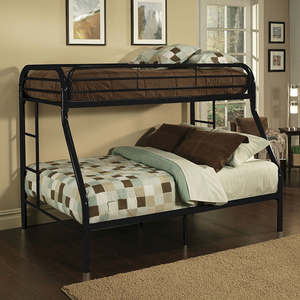 Item # A0337MBB - Finish: Black<br><br>Available in White, Blue & Silver Finish<br><br>Available in Twin/Full Bunk Bed<br><br>Bunkie Board Not Required<br><br>Dimensions: 84