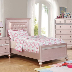 Twin Bed 040 - Finish: Rose Gold<br><br>Available in Silver<br><br>Dimensions: 82 82 1/4 L X 43 W X 54 H