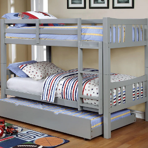 TT Bunkbed 051 - <br>Finish: Gray<br><br>Available in White, Blue & Dark Walnut finish<br><br>Dimensions: 81 3/8 W X 58 D X 60 H
