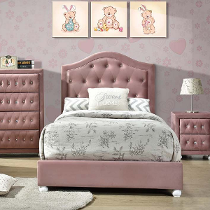 Full Bed 147 - Finish: Pink Fabric<br><br>Available in Twin Size<br><br>Dimensions: 81 W x 57 D x 46 H
