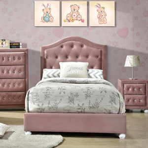 Twin Bed 032 - Finish: Pink Fabric<br><br>Available in Full Size<br><br>Dimensions: 81 W x 41 D x 46 H