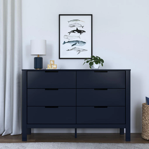 DR Baby 030 - Finish: Navy<br><br>Available in Grey/White, Grey, Washed Natural & White<br><br>Dimensions: 51.50 L x 18.25 W x 34 H<br><br>Assembled Weight: 108lbs<br><br>Interior Drawer Measurements: 13.25 D x 5 H x 21 W