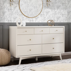 DR Baby 005 - Finish: Warm White<br><br>Available in Warm White with Natural Walnut<br><br>Dimensions: 53 L x 19 W x 34.25 H<br><br>Assembled Weight: 150lbs