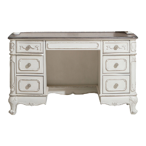Desk 021 - Finish: Antique White with Grey Rub-Through and Oak<br><br><b>Hutch Sold Separately</b><br><br>Dimensions: 50 x 24 x 30 H