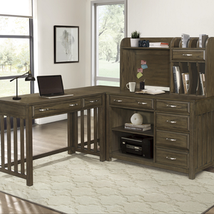 Desk 002 - Finish: Brown Gray<br><br><b>DIMENSIONS</b><br><br><b>Desk:</b> 44 x 22.5 x 30<br><br><b>Credenza:</b> 44 x 22 x 30<br><br><b>Corner:</b> 22 x 22 x 30