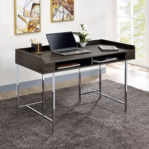 Desk 015 - Finish: Brown/Chrome<br><br>Dimensions: 47 1/4 W X 23 1/2 D X 31 3/4 H