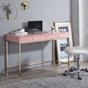 Desk 037 - Finish: Pink High Gloss & Gold Finish<br><br>Available in White & Black<br><br>Dimensions: 47 L X 20 W X 31 H