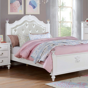Full Bed 001 - Finish: White<br><br>Upholstery Color: Pearl White<br><br>Dimension: 82 L X 58 W X 57 7/8 H