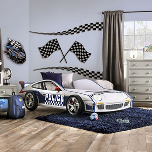 Item # 001CARBED - Finish: White/Blue<br><br>Dimensions: 90 L X 45 1/2 W X 25 H