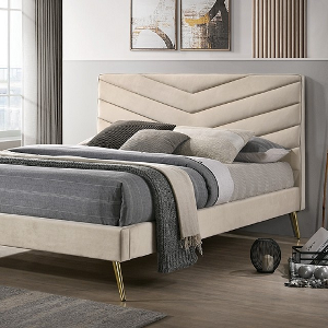 Twin Bed 014 - Finish: Beige<br><br>Dimensions: 82 1/4 L X 43 1/4 W X 43 3/4 H