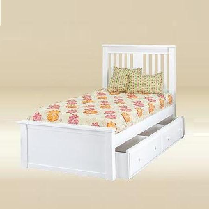 Twin Bed 020 - Finish: White<br><br>Available in Full Size<br><br>Available in Blue & Grey<br><br>Dimensions: 55 W x 80 L x 42 H