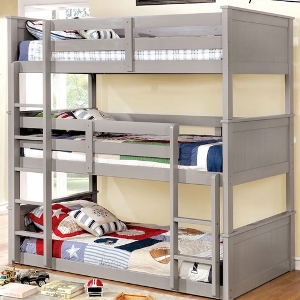 TT Bunkbed 062 - <br>Finish: Grey<br><br>Available in Full Triple Decker Bed<br><br>Dimensions: 79 L X 43 1/2 W X 81 H