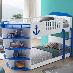 TT Bunkbed 063 - <br>Finish: Sky Blue/White<br><br>Dimensions: 100 L X 41 W X 57 H