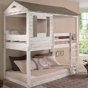 TT Bunkbed 064 - Finish: Rustic White<br><br>Available in Rustic Gray Finish<br><br>Dimensions: 77 L X 43 W X 90 H