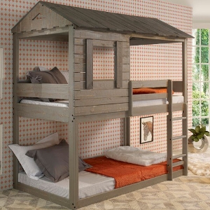 TT Bunkbed 067 - Finish: Rustic Gray<br><br>Available in Rustic White<br><br>Dimensions: 77 L X 43 W X 90 H