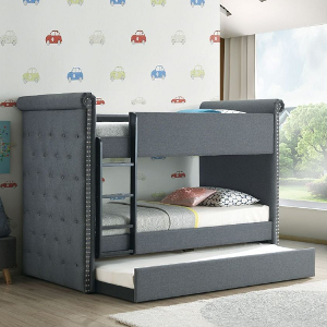 TT Bunkbed 070 - <br>Finish: Gray Fabric Finish<br><br>Available in Beige Fabric<br><br>Dimensions: 88 L X 43 W X 65 H