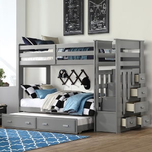 TT Bunkbed 071 - Finish: Gray<br><br>Available in White & Espresso<br><br>Dimensions: 97 L X 43 W X 68 H