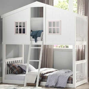 TT Bunkbed 073 - <br>Finish: White & Pink<br><br>Dimensions: 84 L X 42 W X 84 H