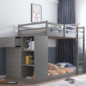 TT Bunkbed 075 - <br>Finish: Gray<br><br>Dimensions: 93 L X 44 W X 54 H