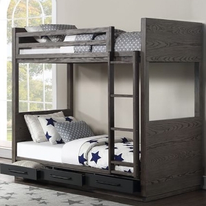 TT Bunkbed 077 - <br>Finish: Gray Oak<br><br>Dimensions: 80 L X 45.43 W X 75 H