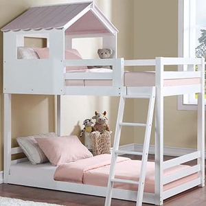 TT Bunkbed 080 - <br>Finish: White & Pink<br><br>Dimensions: 81 L X 47 W X 89 H
