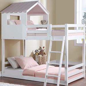 TT Bunkbed 034 - <br>Finish: White & Pink<br><br>Dimensions: 81 L X 47 W X 89 H