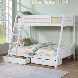 TF Bunkbed 114 - Finish: White<br><br>Available in Gray<br><br>Dimensions: 87 W X 58 D X 65 H