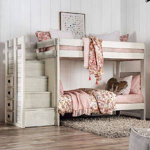 TT Bunkbed 094 - <br>Finish: Rustic White<br><br>Available in Rustic Gray, Rustic Mahogany & Rustic Black<br><br>Dimensions: 107 L X 41 W X 62 H