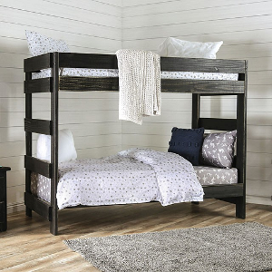 TT Bunkbed 097 - Finish: Rustic Black<br><br>Available in Rustic White, Rustic Mahogany & Rustic Gray<br><br>Dimensions: 80 L X 41 W X 62 H