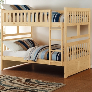 FF Bunkbed 032 - Finish: Natural Pine<br><br>Available in White, Dark Cherry & Gray<br><br>Available in Twin/Twin & Twin/Full<br><br>Optional Trundle or Drawer Unit (Sold Separately)<br><br>Dimensions: 78 x 56.5 x 65.5 H 