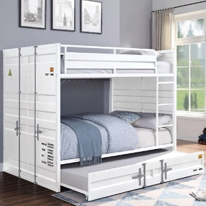 FF Bunkbed 036 - Finish: White<br><br>Available in Twin/Twin<br><br>Gunmetal, Blue & Red<br><br>Dimensions: 78 L X 56 W X 65 H 
