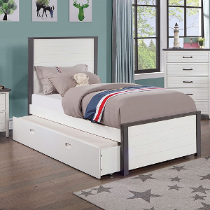 Twin Bed 046 - Finish: White/Gray<br><br>Available in Full Bed<br><br>Dimensions: 79 5/8 L X 41 1/2 W X 50 H