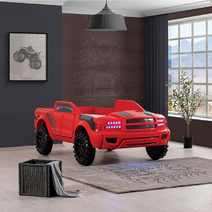 Item # 022CARBED - Finish: Red<br><br>Twin Size<br><br>Available in Gray<br><br>Dimensions: 89 L X 51 1/8 W X 32 5/8 H