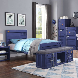 Twin Bed 057 - Finish: Blue<br><br>Available in Full Size<br><br>Available in Gunmetal, Red & White<br><br>Dimensions: 79 L X 41 W X 44 H