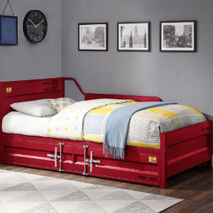 Twin Bed 059 - Finish: Red<br><br>Available in Gunmetal, White & Blue<br><br>Dimensions: 79 L X 42 W X 34 H